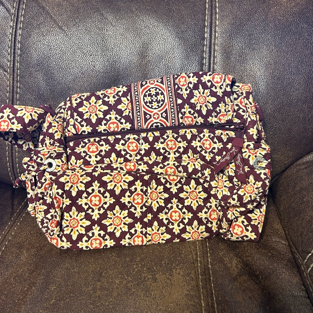 Vera Bradley Burgundy and Yellow Crossbody Bag